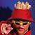 Scotty wearing a red bucket hat, yellow shades, and giving the peace sign.